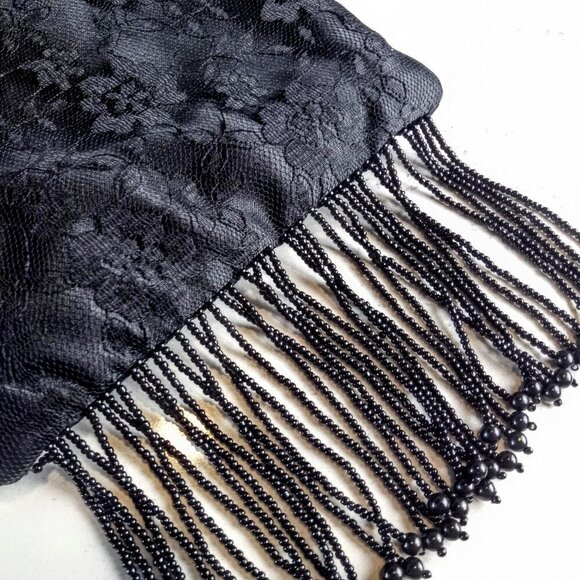 Sasha NY Black Lace Beaded Fringe Crossbody Bag - Picture 2 of 5